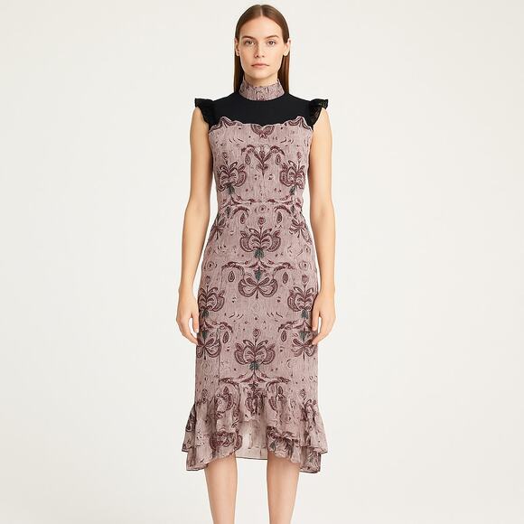Saloni Isla Scallop Dress - Sleeves Altered - Size 4 - Picture 1 of 9